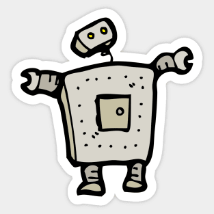 Square Shaped Robot Sticker